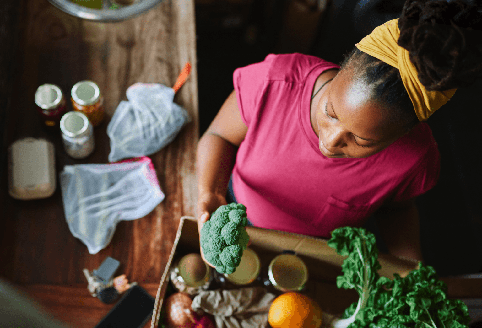 Woman and vegetables